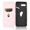 For Asus ROG Phone II Carbon Fiber Texture Horizontal Flip TPU + PC + PU Leather Case with Card Slot(Pink)