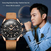 OLEVS 9957 Men Luminous Waterproof Leather Strap Quartz Watch(Black + Rose Gold)