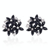 Fashion Zircon Rhinestone 3 Flower Stud Earrings for Women Jewelry, Metal Color:black