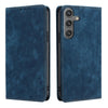 For Samsung Galaxy S25 5G RFID Anti-theft Brush Magnetic Leather Phone Case(Blue)