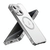 For iPhone 15 Irregular Alloy Frame Fosted Translucent MagSafe Phone Case(Titanium)