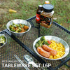 16 PCS / Set CLS Outdoor Stainless Steel Tableware Portable Camping Dinner Bowl Plate Kit