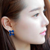 Women Camellia Of Design Bohemian Earrings(Blue with White crystal)