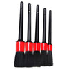 5 in 1 Car Detailing Brush Cleaning Natural Boar Hair Brushes Auto Detail Tools Products Wheels Dashboard (Black Red)