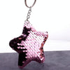 2 PCS Cute Chaveiro Star Keychain Glitter Pompom Sequins Key Chain Gifts for Women Llaveros Mujer Car Bag Accessories Key Ring(Pink)