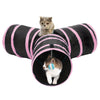 Foldable Cat Tunnel, 3 Exits, Hanging Ball, Pink