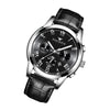 FNGEEN 4006 Men Trendy Waterproof Quartz Watch(Black Leather White Steel Black Surface)