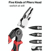 5 In 1  Combination Interchangeable Head Pliers Kit General Repair Screwdriver Pliers(Red Black)