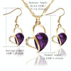 Cute Heart Shaped Crystal Stud Necklace Jewellery Set(Purple)