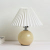 Pleated Lampshade Cozy Bedside Night Light Modern Ceramic Desk Lamp 220V(Beige Body+White Cover)