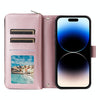 For iPhone 14 Pro Nine-card Slots Zipper Wallet Bag Leather Phone Case(Rose Gold)