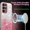 For Samsung Galaxy S22 Ultra 5G Gradient Glitter Flower All-inclusive Phone Case(Pink)