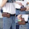 NUOKU 5.5-6.7 Inch Dual Phone Belt Clip Carrying Pouch Litchi Texture Leather Phone Case(Dark Brown)