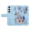 For Samsung Galaxy S23 5G Floral Pattern Leather Phone Case with Lanyard(Light Blue)