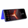 For Asus ROG Phone II Carbon Fiber Texture Horizontal Flip TPU + PC + PU Leather Case with Card Slot(Blue)