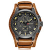 Curren M8225 Army Military Leather Band Men Quartz Watch(Black Yellow)