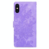 For iPhone X / XS Lace Floral Embossed Magnetic Buckle Leather Phone Case(Purple)