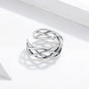S925 Sterling Silver Woven Texture Hollow Women Open Ring