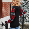 Christmas Women Pullover Sweater Santa Claus Embroidery Crew Neck Knit Sweater, Size: S(Red)
