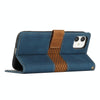 For iPhone 11 Grid Stitching Leather Phone Case with Lanyard(Blue)
