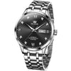 OLEVS 9946 Men Diamond Roman Scale Waterproof Quartz Watch(Black + Silver)
