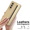 For Samsung Galaxy Z Fold4 Integrated PC + PU Phone Case with Pen / Pen Box(Gold)