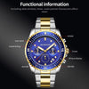OCHSTIN 7019C Multifunctional Quartz Waterproof Luminous Steel Strap Men Watch(Blue+Gold)