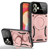 For Samsung Galaxy A04e / F04 / M04 Large Window MagSafe Holder Phone Case(Rose Gold)