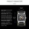 Ochstin 7237 Business Leather Wrist Wrist Waterproof Luminous Skeleton Mechanical Watch(Rose Gold+Blue)