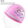 Children Swimming Cap PU Printed Cute Dolphin Pattern Elastic Swimming Cap(Sky Blue)