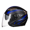 GXT 708 Electric Vehicle Dual Lens Helmet Four Seasons Safety Helmet, Size: M(Matt Black Blue)