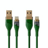 2pcs 2.4A USB to 8 Pin Transparent Fast Charging Data Cable, Length: 1m(Green)