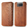 For Asus Zenfone 8 Flip Cubic Grid Pressed Horizontal Flip Magnetic PU Leather Case with Holder & Card Slots & Wallet(Brown)