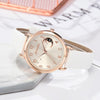 Ladies Moon Pattern Dial PU Strap Quartz Watch, Color: White+Bracelet
