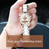 JIN SHI DUN 8831 Women Fashion Diamond Hollowed Waterproof Ceramic Mechanical Watch(White)