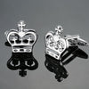 Men Shirts Enamel Lacquered Cufflinks, Color: Silver Crown