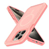 For iPhone 15 Pro Shockproof MagSafe Armor PC Hybrid TPU Phone Case(Light Pink+Coral Red)