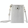 Litchi Texture Card Holder Mobile Phone Zipper Bag with Long Strap(Silver)