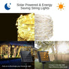 20m 200LED Solar Outdoor Waterproof Silver Wire Light String Christmas New Year Garden Decoration Garland Lights(Warm White Light)