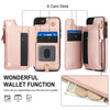 For iPhone SE 2022 / 2020 / 8 Double Flap Zipper RFID Leather Phone Case with Short Lanyard(Rose Gold)