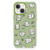 For iPhone 13 Skin Feeling Jelly TPU Hybrid PC Phone Case(Green Heart Cat Green)