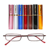 Reading Glasses Metal Spring Foot Portable Presbyopic Glasses with Tube Case +1.50D(Pink)