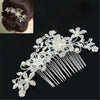 Wedding Hair Clips Romantic Crystal Pearl Flower Hairpin Rhinestone Tiara Bridal Crown Hair Pins Bride Hair Comb(White)