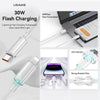 USAMS Type-C To 8 Pin Aluminum Alloy Clear LED 30W PD Fast Charge Data Cable, Length:1.2m(White)