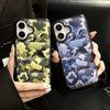 For iPhone 14 Pro Camouflage Eiderdown Airbag Phone Case(Blue-B)