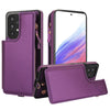 For Samsung Galaxy A73 5G Double Flap Zipper RFID Leather Phone Case with Short Lanyard(Dark Purple)