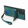 For Samsung Galaxy S25 Ultra 5G Retro Card Wallet Fold Leather Phone Case with Strap(Green)