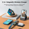 3 in 1 Wireless Charging Station Magnetic Foldable Travel Fast Charger for iPhone 15/14/13/12 Series / AirPods / iWatch(White)