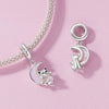 S925 Sterling Silver Plated Platinum Fantasy Moon Cute Cat Pendant(SCC2879)