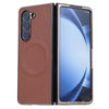 For Samsung Galaxy Z Fold6 Three Parts MagSafe Litchi Texture Fold Phone Case(Brown)